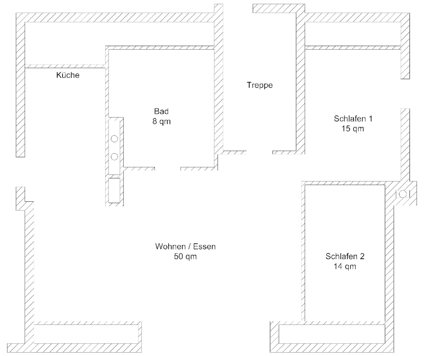Grundriss Appartement Jenny — 3 Zimmer, Dachgeschoss, ca. 85 m²